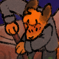 a three panel comic of fundy from dream smp. in the largest panel, he is digging a grave. in the second one his shovel is hitting a metal coffin with a hole in it. the third is his face surrounded by green mist.